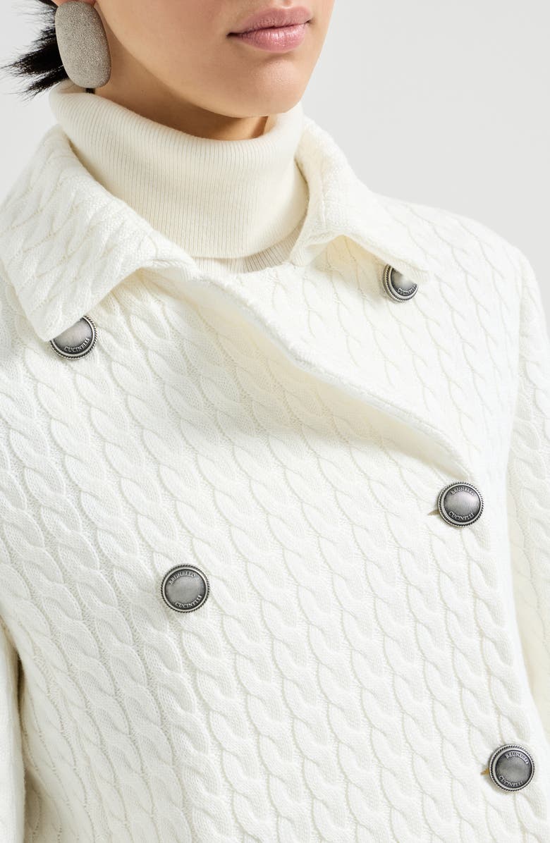 Brunello Cucinelli Cable knit blazer, Alternate, color, White