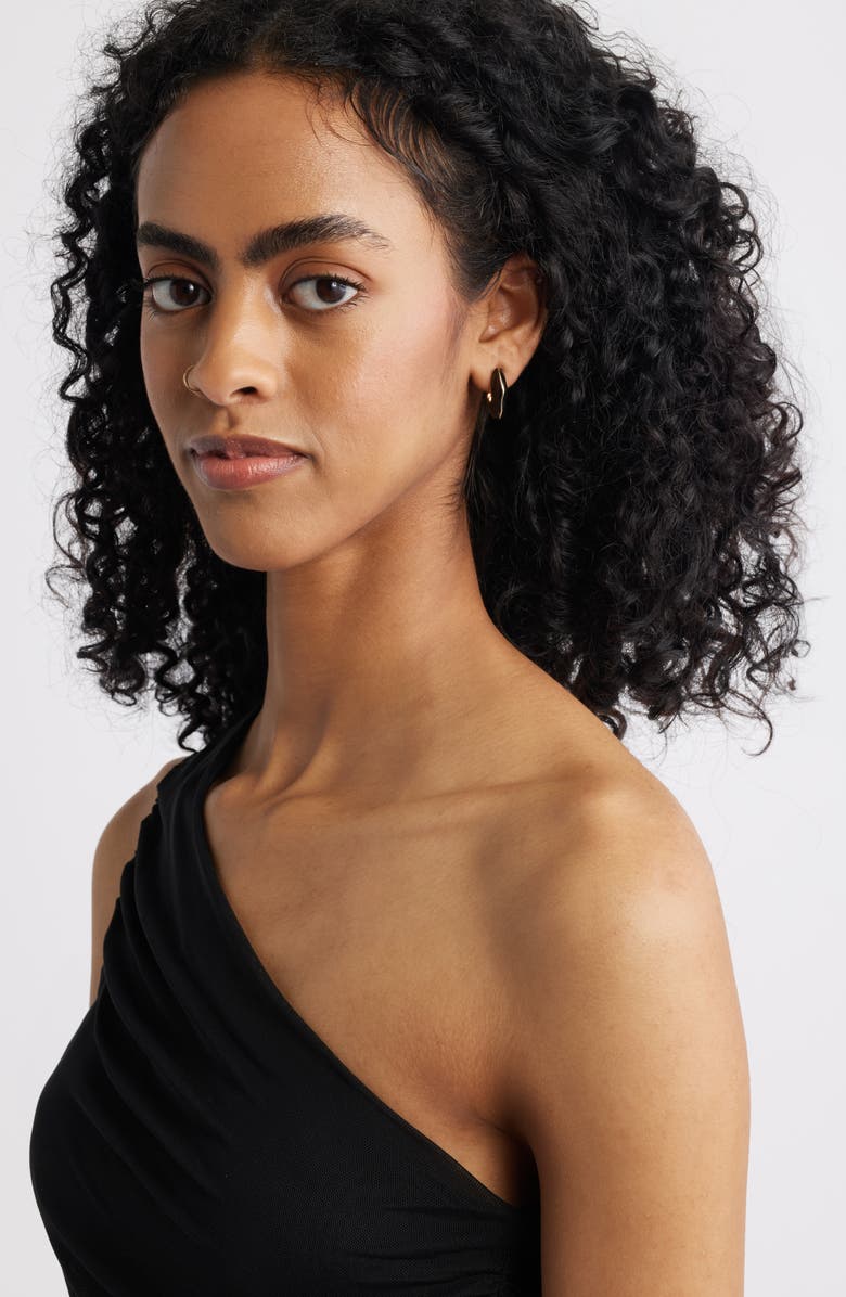 Open Edit Chubby Enamel Hoop Earrings, Alternate, color, Black- Gold