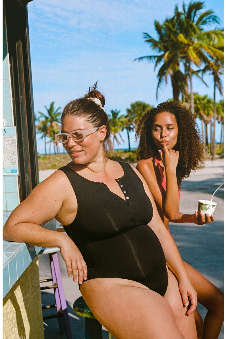 Malibu Long Torso One-Piece Swimsuit, Alternate, color, BLACK