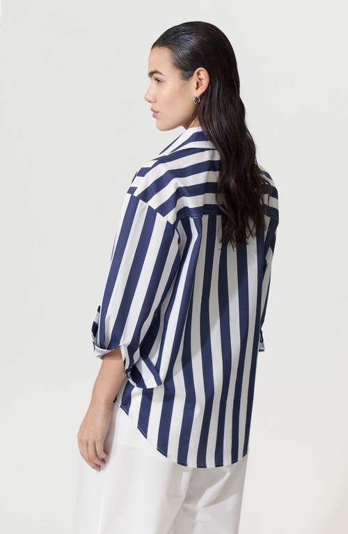 DELUC DELUC VICENZO STRIPE COTTON BUTTON-UP SHIRT 