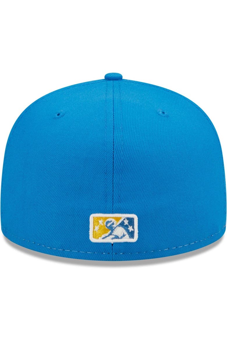 Men's New Era White/Royal Pelicanos de Myrtle Beach Copa De La Diversion 59FIFTY Fitted Hat, Alternate, color, Royal