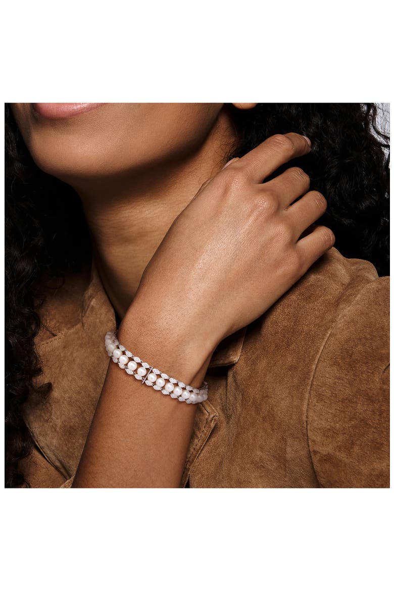 Sterling Silver Cultured Freshwater Pearl Bracelet, Alternate, color, WHITE GOLD