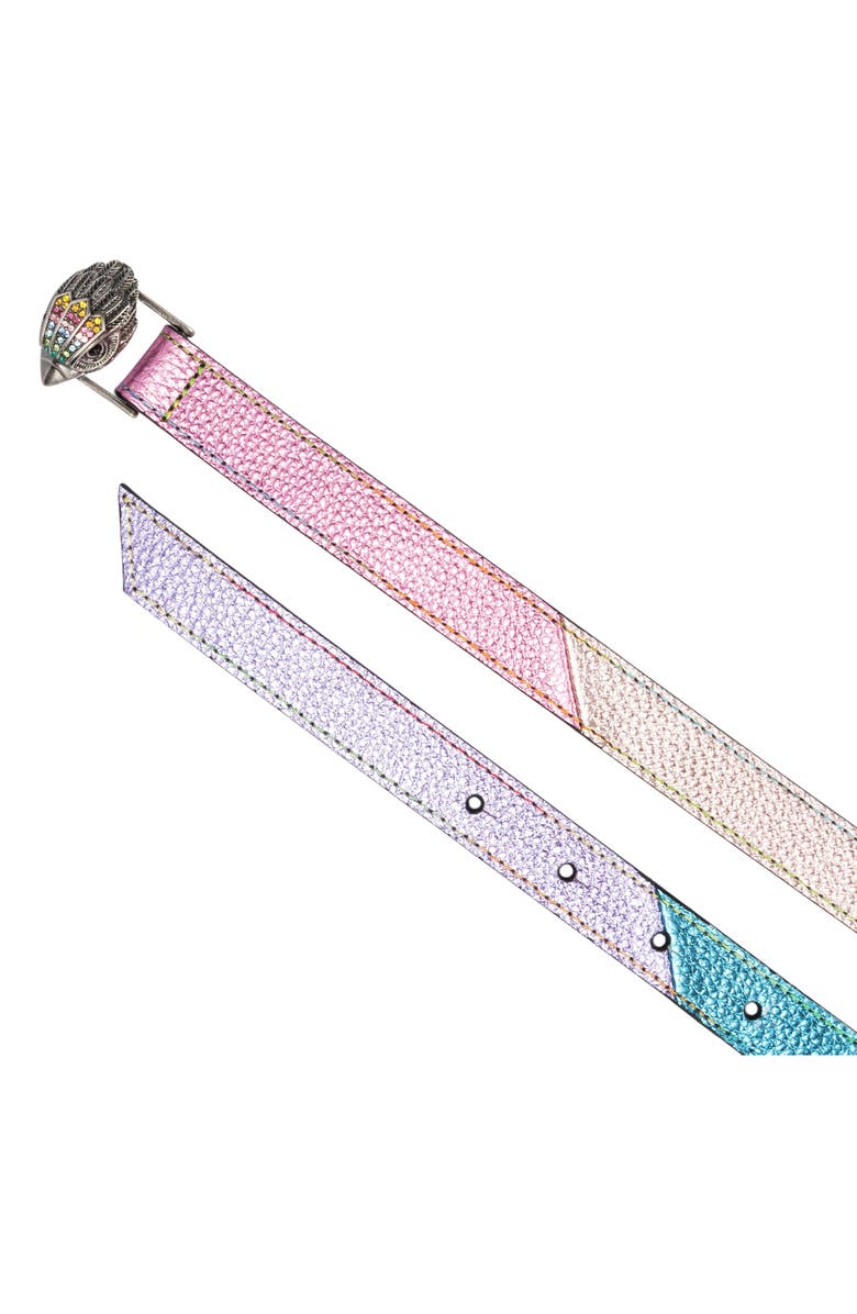 Kurt Geiger London Crystal Buckle Metallic Rainbow Belt, Alternate, color, 