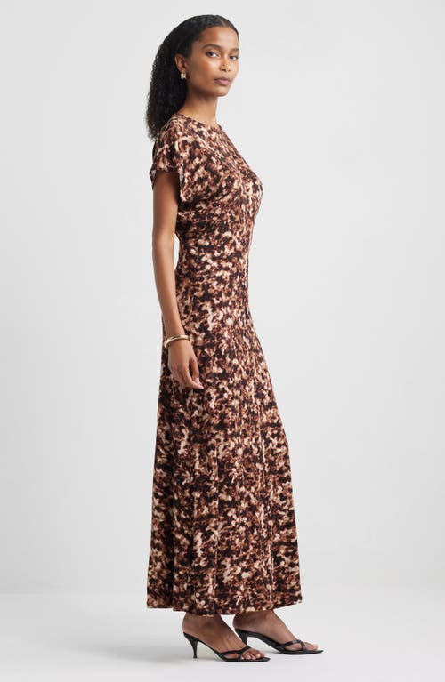 Nordstrom Draped Matte Jersey Maxi Dress In Black- Brown Tortoise