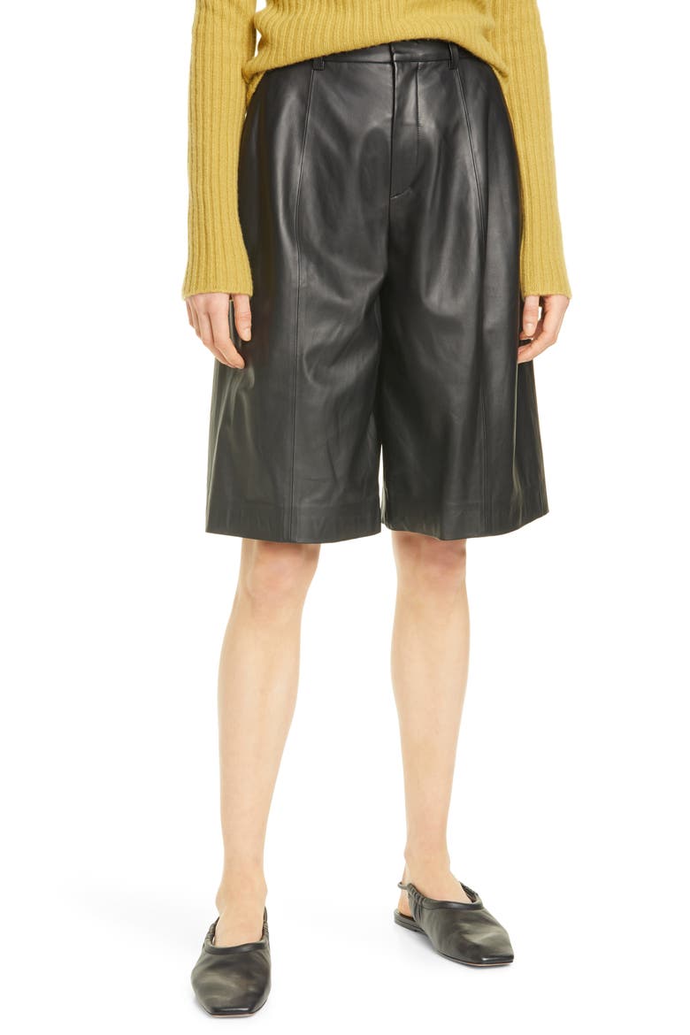 Leather Shorts, Main, color, BLACK