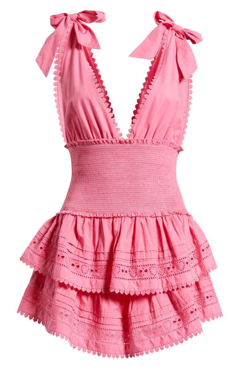 LoveShackFancy Soira Smocked Tiered Cotton Minidress, Alternate, color, 