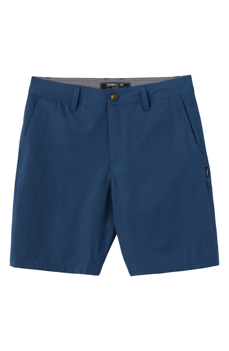 O'Neill Reserve Light Check 19-Inch Water Resistant Hybrid Shorts, Main, color, Navy