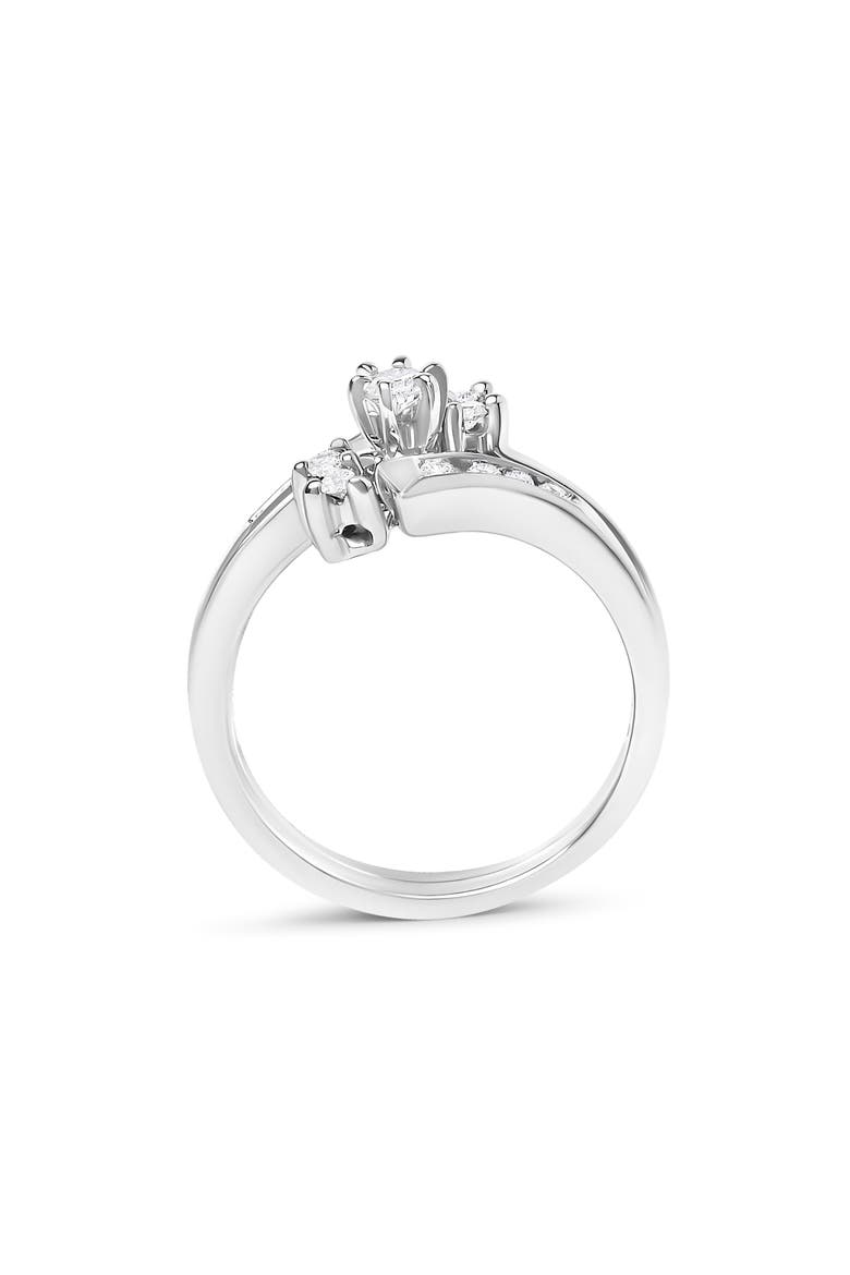 14K White Gold 3/8 Cttw Diamond Swirl Engagement Bridal Ring Set, Alternate, color, White Gold