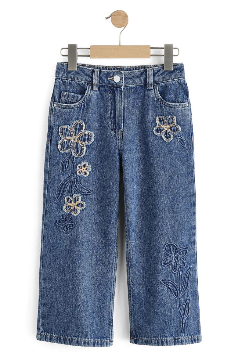 Kids' Floral Appliqué Jeans, Alternate, color, BLUE