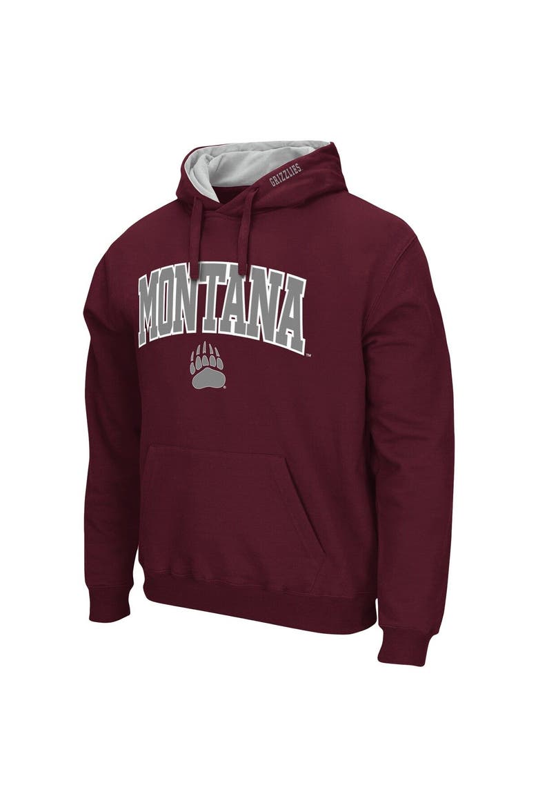 Men's Colosseum Maroon Montana Grizzlies Arch and Logo Pullover Hoodie, Alternate, color, Maroon