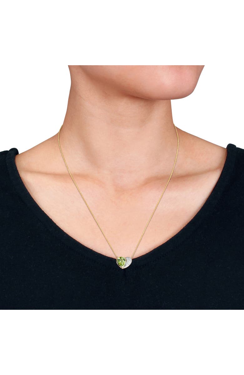 Julianna B. Gemstone & Diamond Heart Necklace 10K, Alternate, color, Peridot
