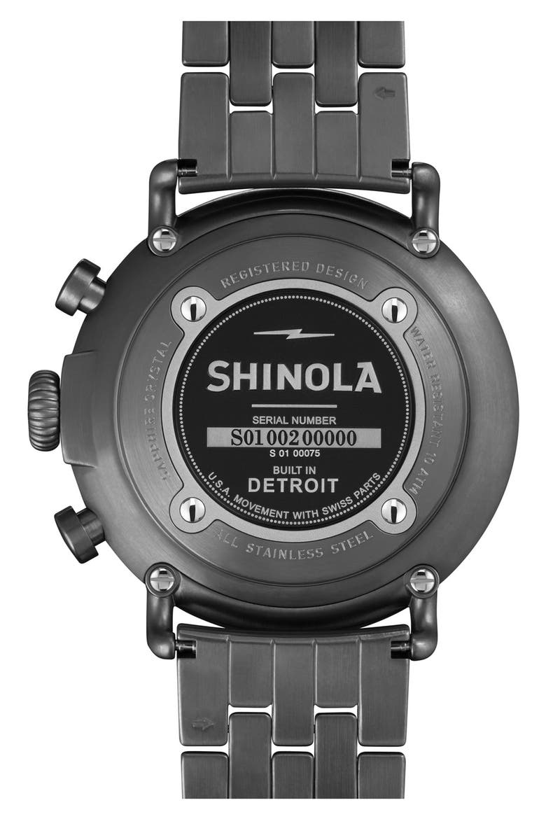 The Runwell Contrast Chrono Bracelet Watch, 47mm, Alternate, color, GUNMETAL/ BLUE