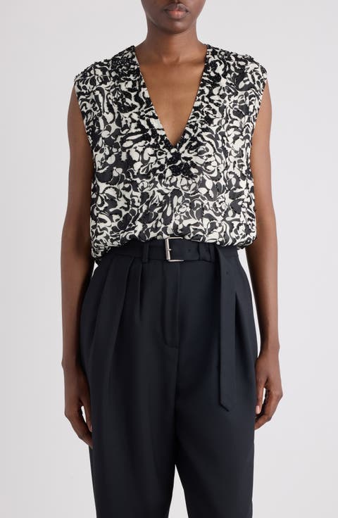 College Embellished Dotted Squiggle Print Top