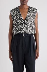 Dries Van Noten College Embellished Dotted Squiggle Print Top