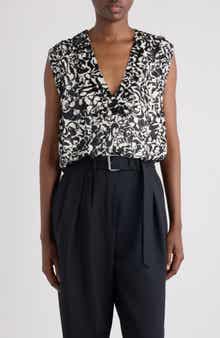 College Embellished Dotted Squiggle Print Top