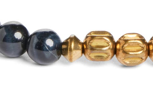 Caputo & Co Semiprecious Stone Beaded Slider Bracelet In Blue Tiger Eye