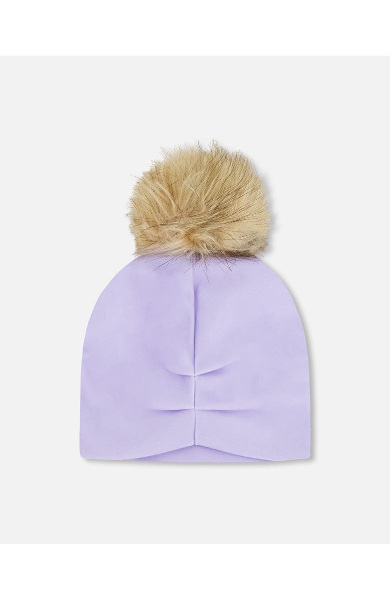 Deux par Deux Stretch Jersey Hat with Pompom, Alternate, color, Purple