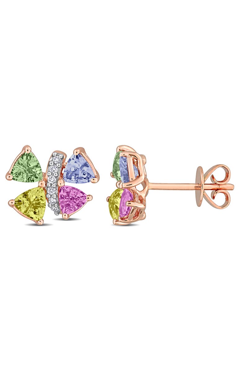 Julianna B. Multi-Color Sapphire & Diamond Stud Earrings, Main, color,