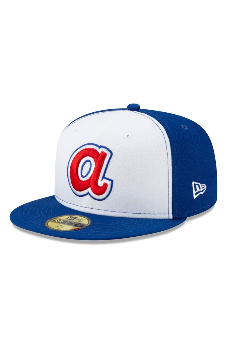 New Era Men's New Era White Atlanta Braves Cooperstown Collection Turn Back The Clock Hank Aaron 59FIFTY Fitted Hat, Alternate, color, 