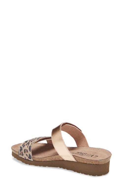Naot Althea Slide Sandal In Cheetah/rose Gold Leather