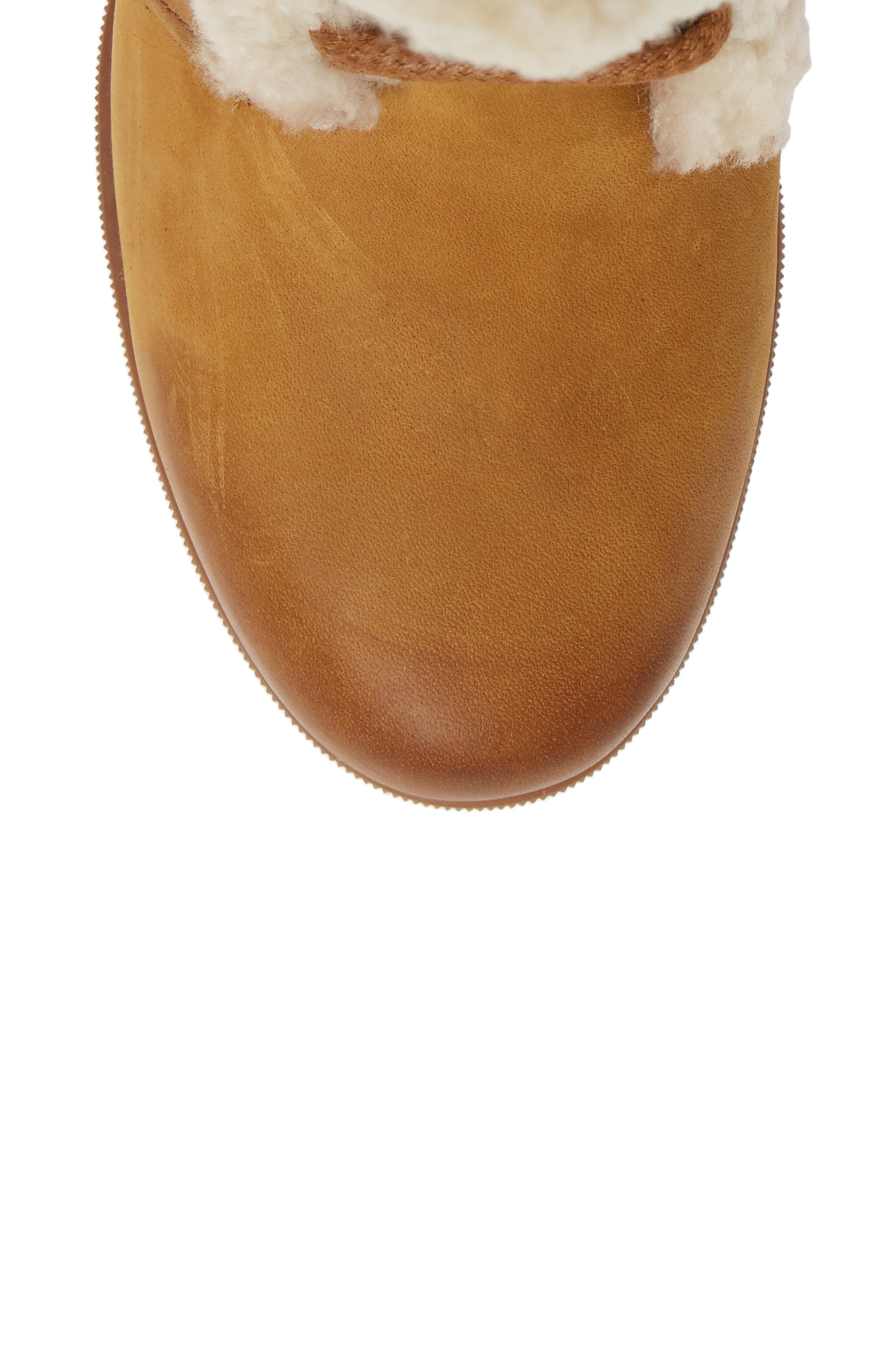 Joan of Arctic Wedge II Genuine Shearling Bootie, Alternate, color, CAMEL BROWN