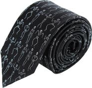 Trafalgar Big and Tall Davy Bones the Dancing Skeleton Silk Novelty Necktie