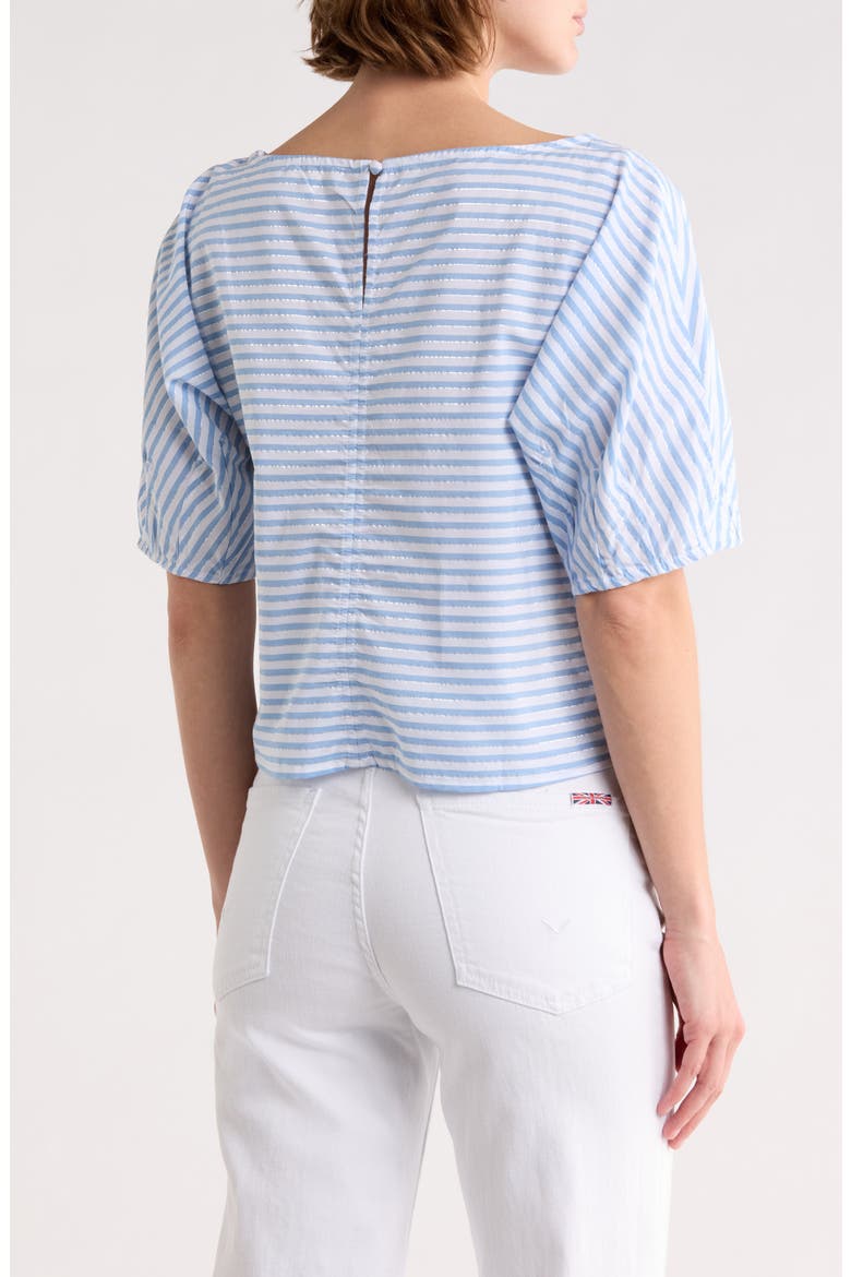 Boat Neck Barrel Sleeve Top, Alternate, color, DENIM MULTI