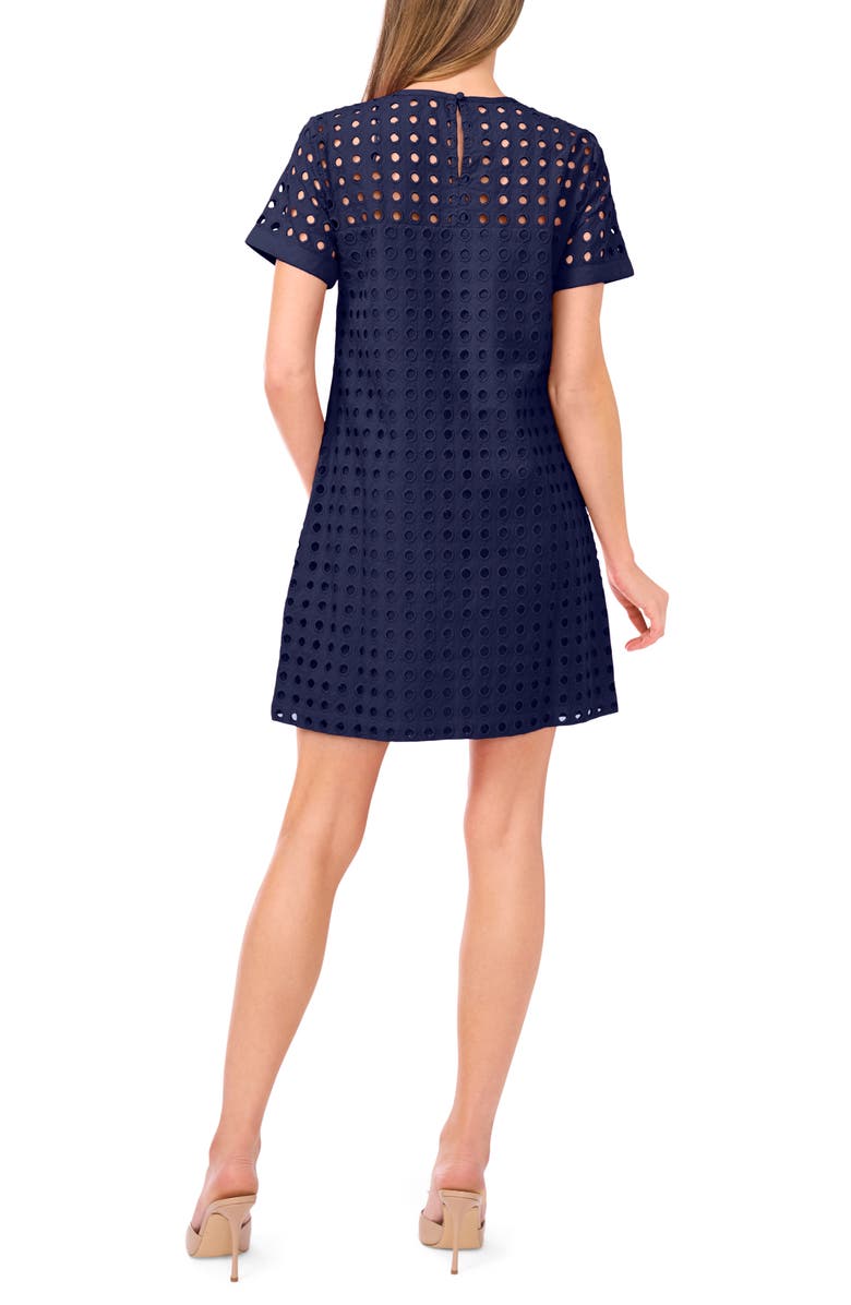 CeCe Circle Eyelet Shift Dress, Alternate, color, Classic Navy