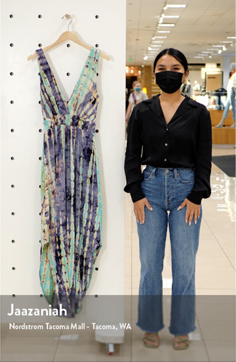 Tie Dye V-Neck Jersey Dress, sales video thumbnail