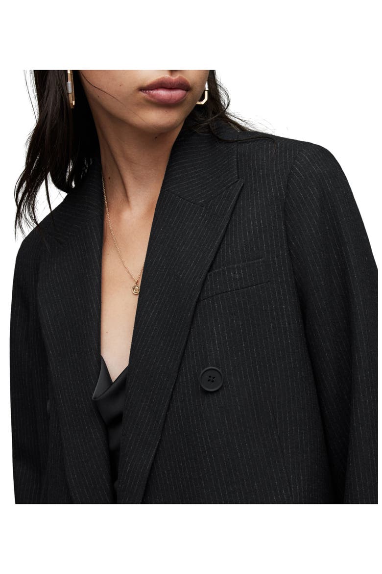 Astrid Pinstripe Blazer, Alternate, color, BLACK