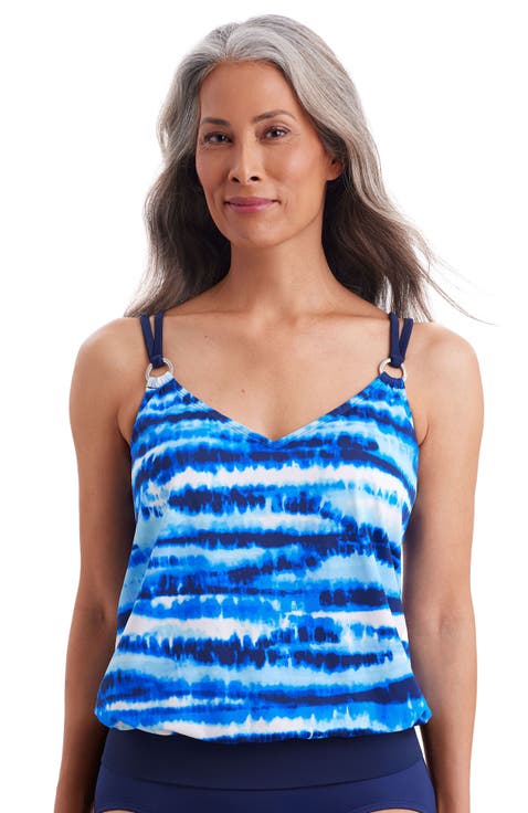 V-Neck Blouson Ring Tankini Swimsuit Top