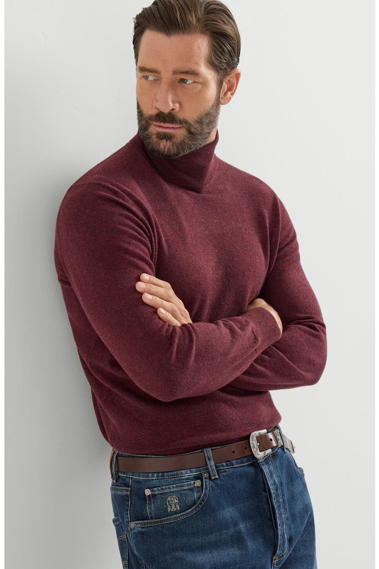 Mouliné cashmere turtleneck sweater, Alternate, color, Dark Grey