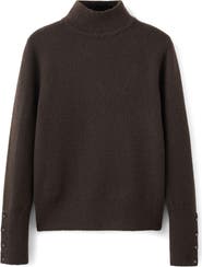 MANGO Button Cuff Turtleneck Sweater