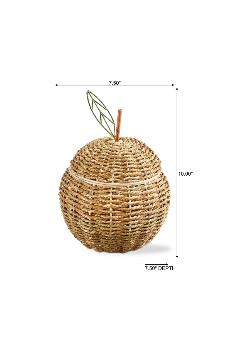 Apple Lidded Basket Natural Seagrass Summer, Alternate, color, Brown