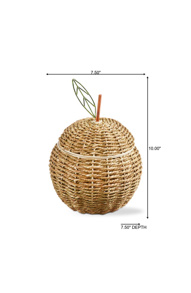 tag Apple Lidded Basket Natural Seagrass Summer, Alternate, color, Brown