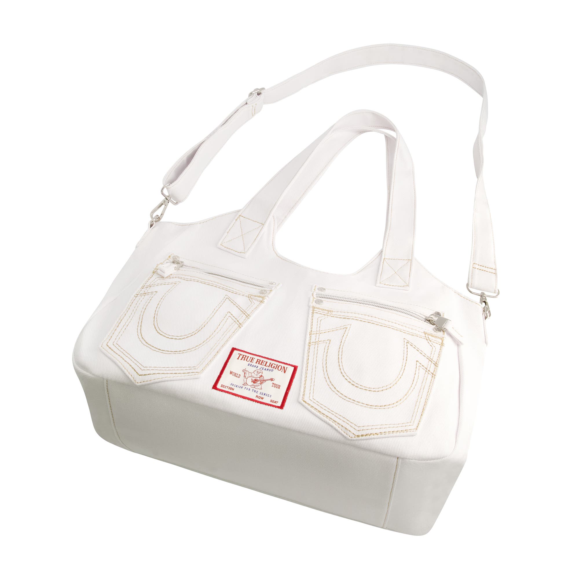 True Religion Horseshoe Stitch Satchel, Alternate, color, White