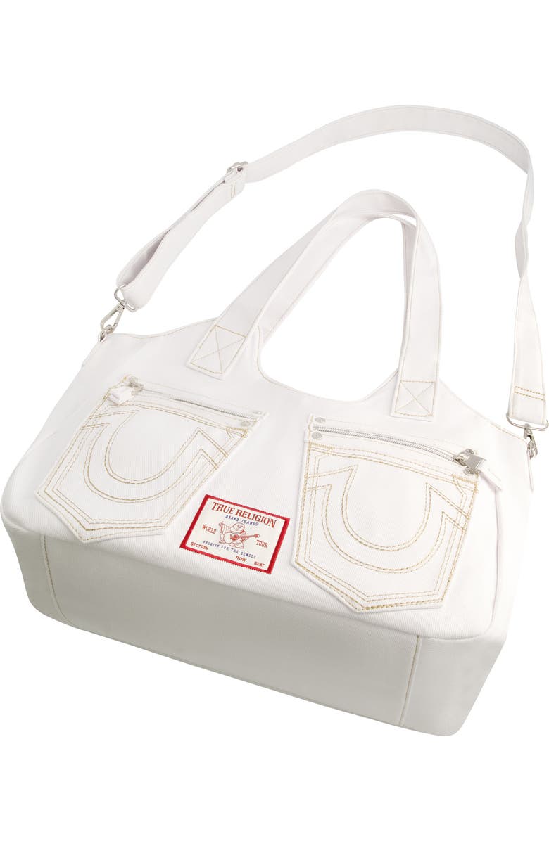 True Religion Horseshoe Stitch Satchel, Alternate, color, White