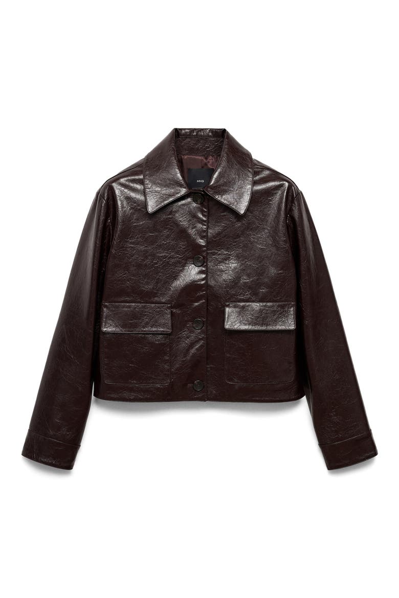 Textured Faux Leather Jacket, Alternate, color, BURGUNDY