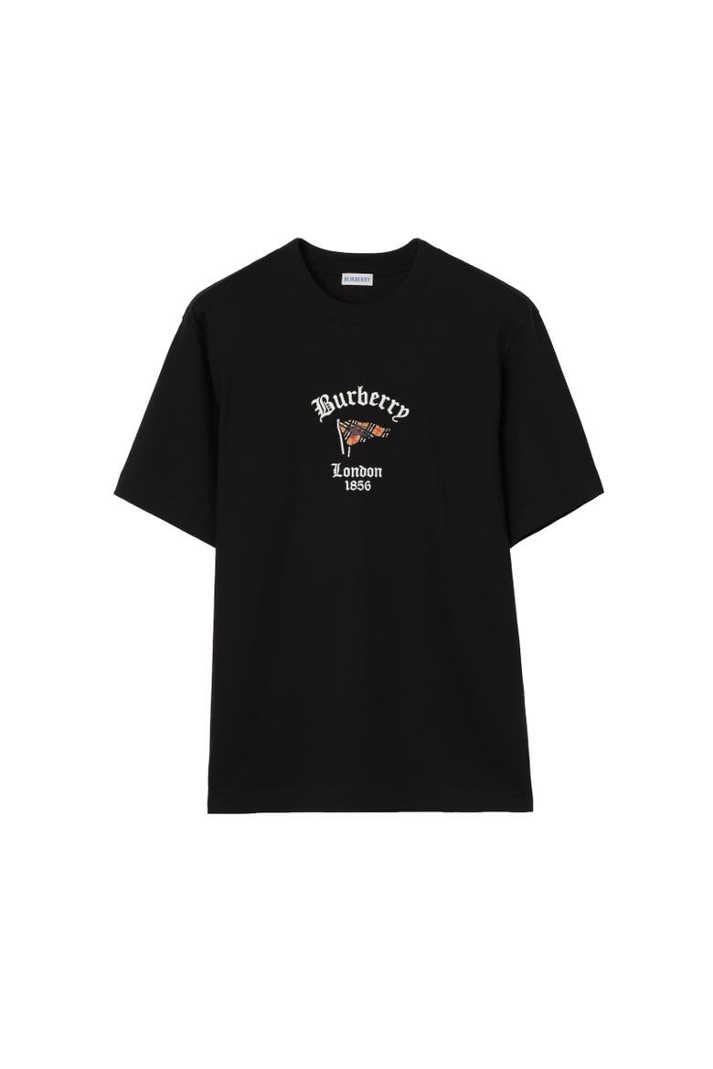 Check Flag Cotton T-shirt, Alternate, color, Black