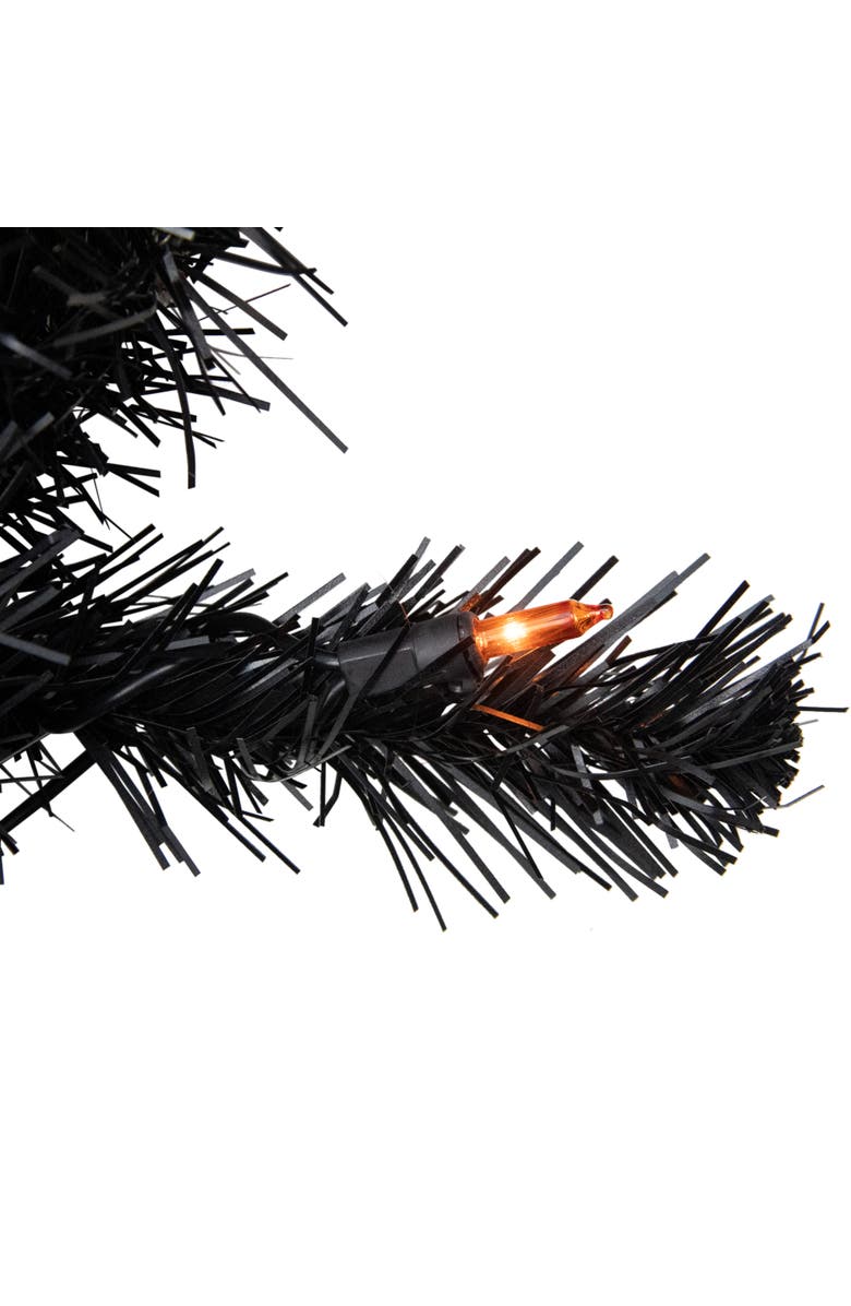 Northlight Pre-Lit Noble Spruce Artificial Halloween Wreath - 24" - Black - Orange Lights, Alternate, color,