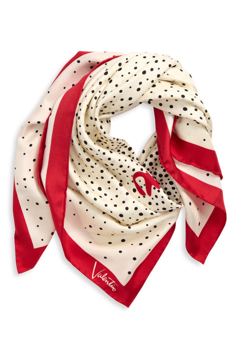 Little Stars Print Silk Scarf, Main, color, VANILLA