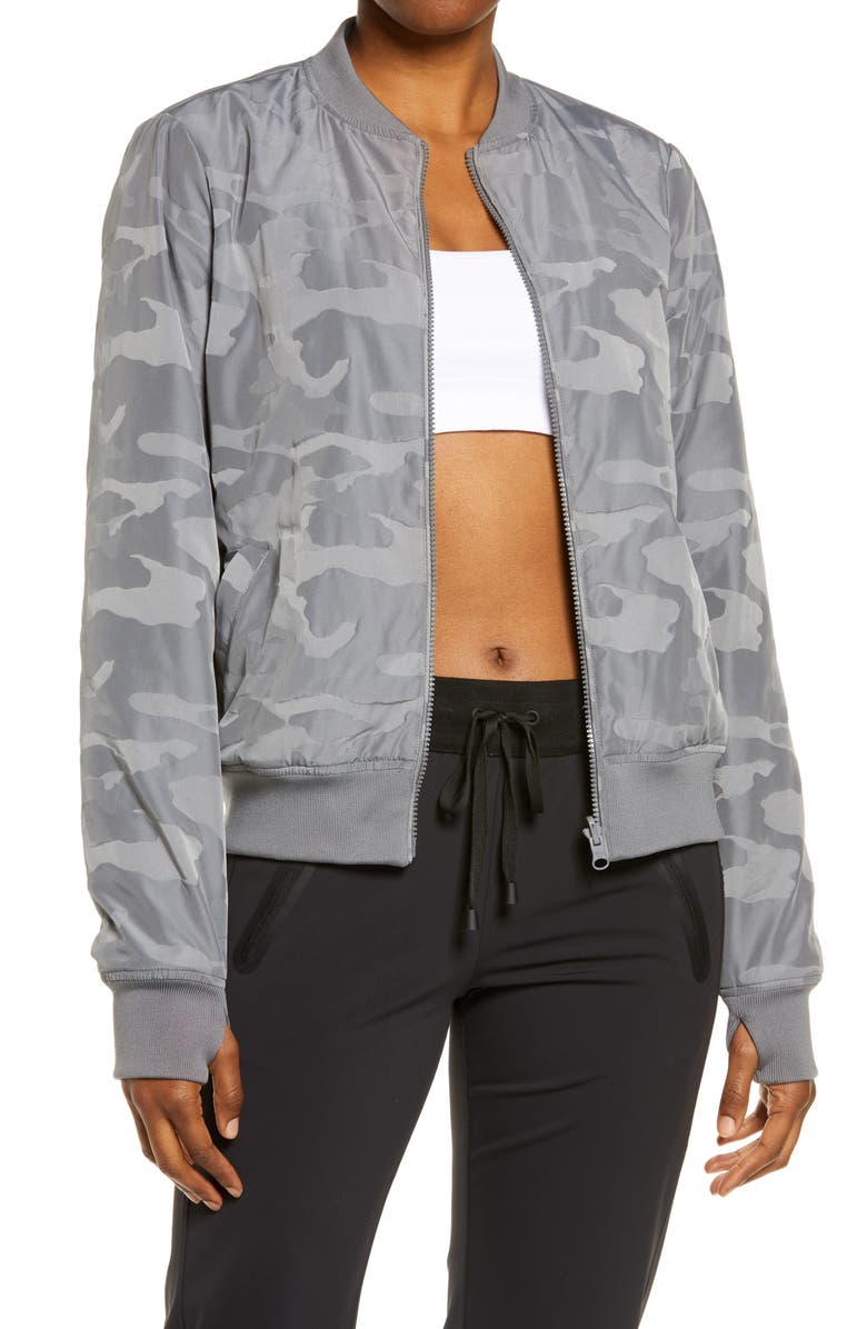 Blanc Noir Camo Reversible Bomber Jacket, Main, color,