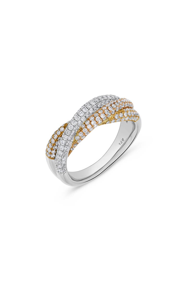 Braided Twist Diamond Pavé Ring in 14K White Gold, Main, color, 14K White Gold