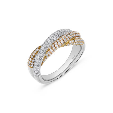 Braided Twist Diamond Pavé Ring in 14K White Gold