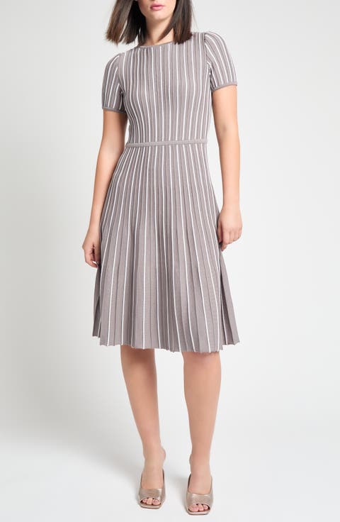 Modern Fit Stripe A-Line Knit Dress