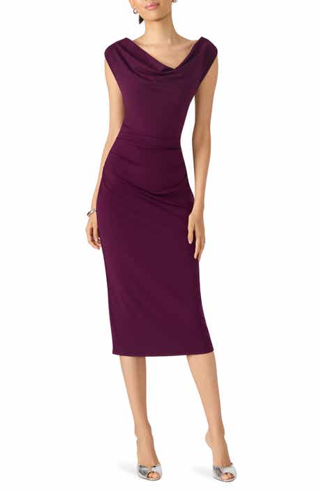Steve Madden Kalin Asymmetric Cowl Neck Midi Dress