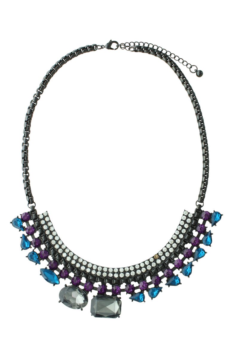 OLIVIA WELLES Resse Crystal Collar Necklace, Main, color, Gunmetal / Multi