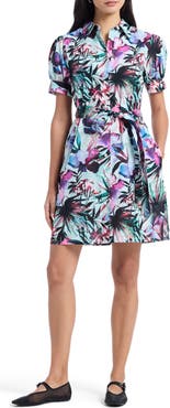 Robert Graham Carolina Floral Short Sleeve Cotton Shirtdress