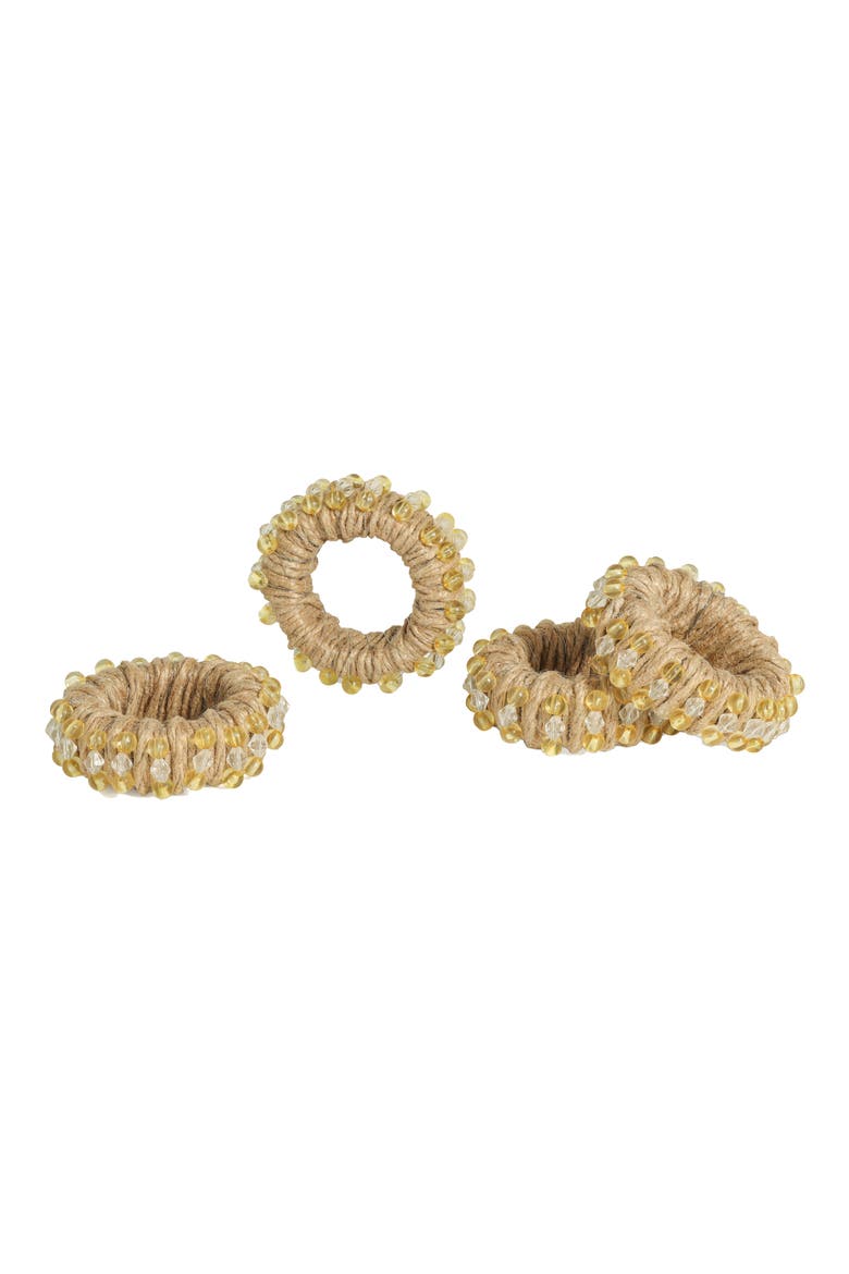 Golden Jute Circlet Set of 4 Napkin Rings, Main, color, BROWN