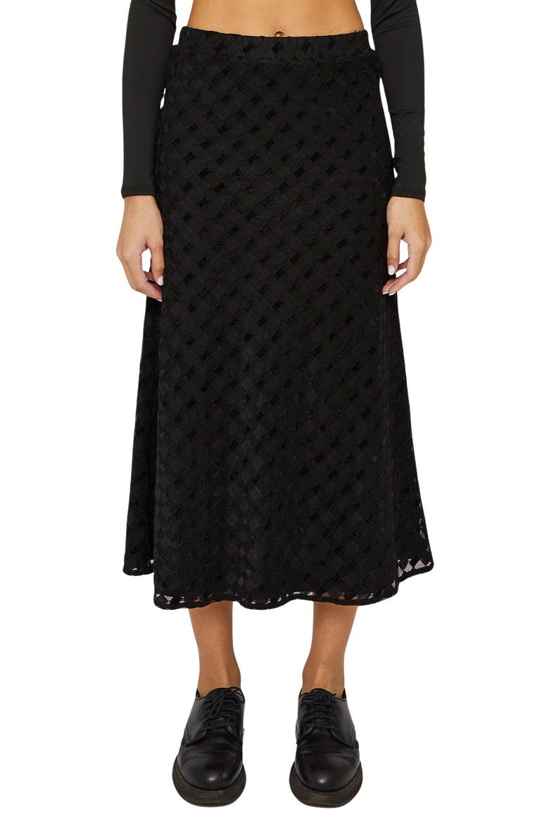 Harmony Check Stretch Skirt, Main, color, BLACK